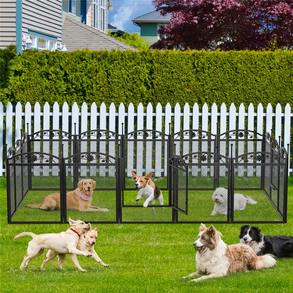Bingopaw Metal Dog Playpen With Gate Fence Cage Heavy Duty