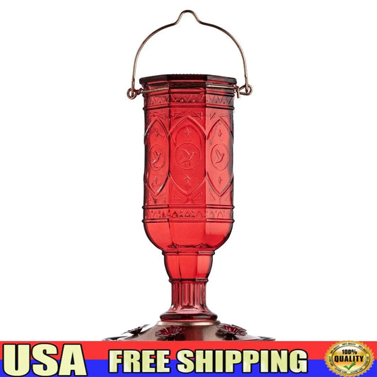 XMSJ Vintage Hummingbird Feeder Glass Bottle Copper Perch