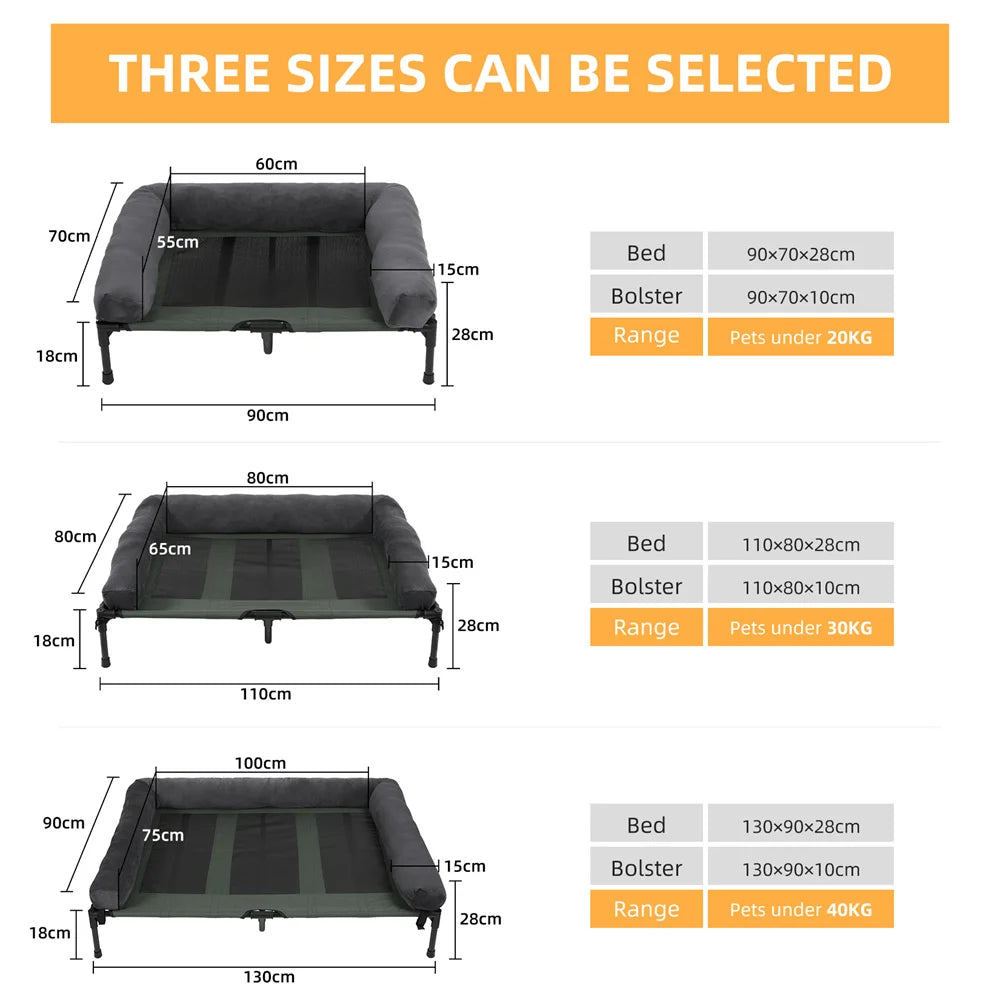 BORWARTCN Outdoor Raised Dog Bed With Cooling Mat Pad