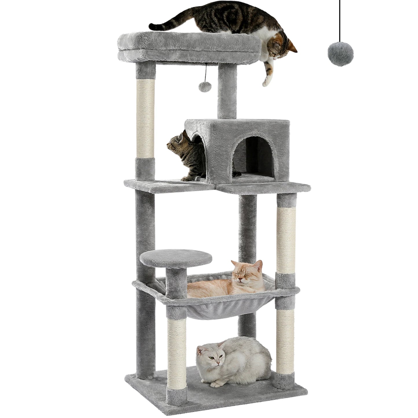5-Level Cat Tree Tower for Large Indoor Cats with Hammock and Scratching Posts