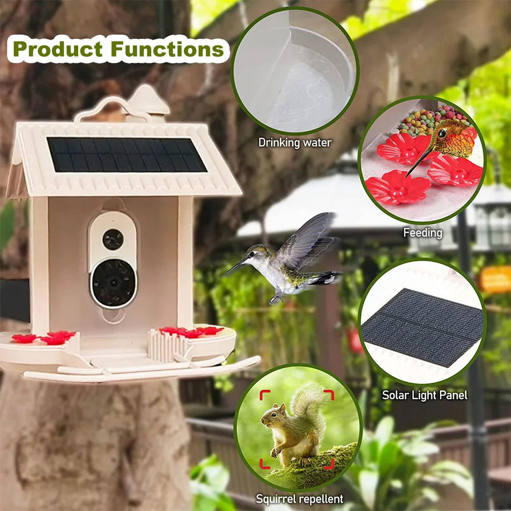 2.4G WiFi Smart Bird Feeder with Camera 1080P Motion Detection and AI Identification