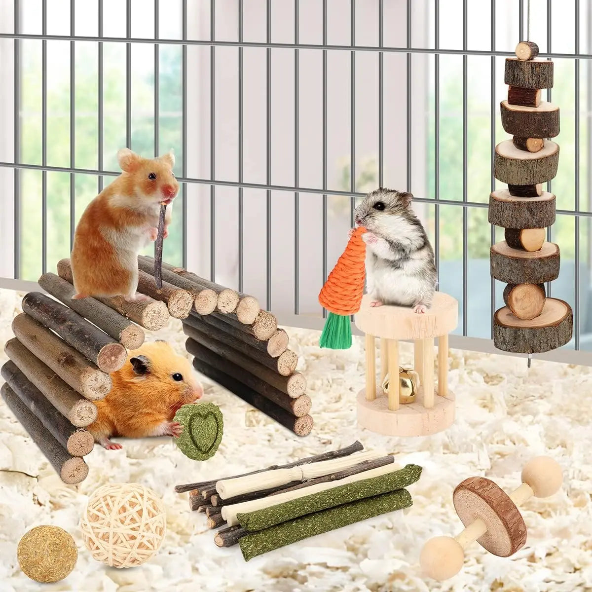 Hign Concerned 12 Piece Hamster Cage Chew Toy Set Bundle