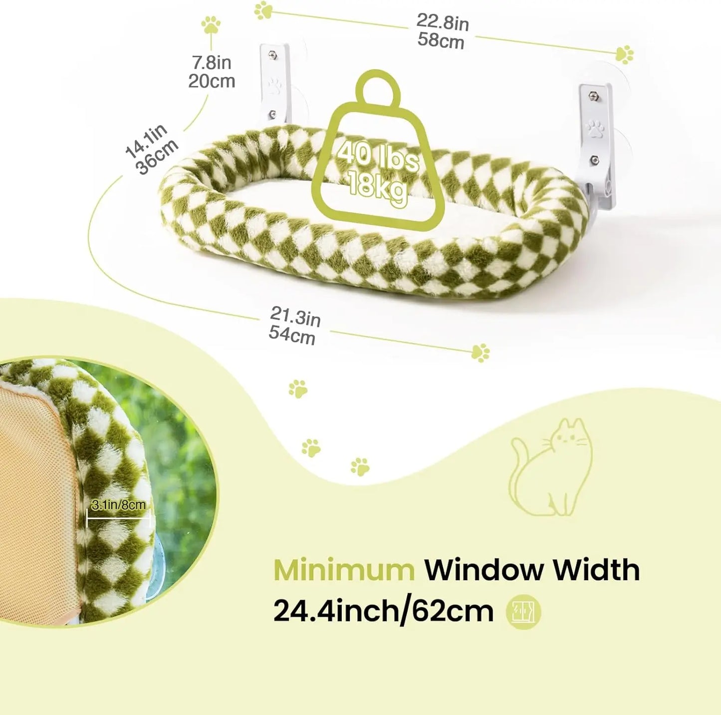 MEWOOFUN Foldable Cat Window Perch With Strong Suction Cups